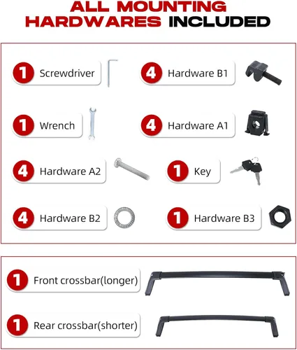 Miniatura 9 de HEKA Barras Transversales con Candado para Techo, Compatibles con Toyota Highlander 2020-2026 L & LE & Hybrid LE & Hybrid LE Nightshade