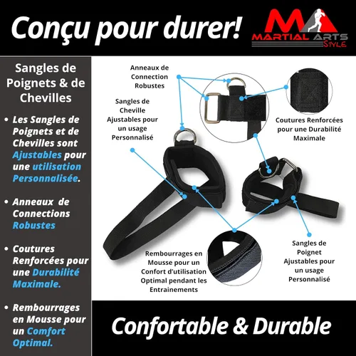 Miniatura 5 de Bandas de resistencia de boxeo para entrenamiento de artes marciales MMA en casa para puñetazos/patadas, bandas de ejercicio de 150 libras