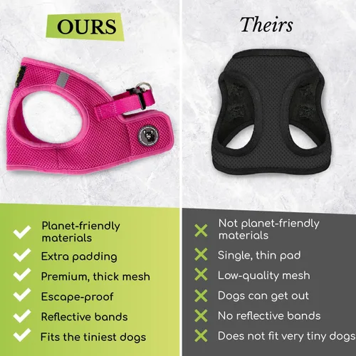 Miniatura 2 de EcoBark - Arnés ecológico reflectante de malla para perros pequeños, pechera fácil de poner, ajustable y suave para razas miniatura