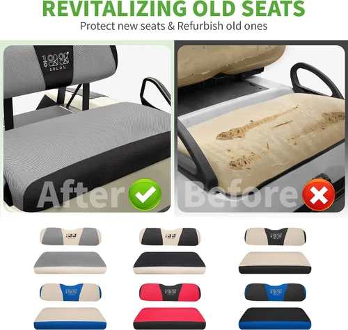 Miniatura 4 de 10L0L Golf Cart Seat Covers, Super Comfort Cooler Than Vinyl Seat Cover, Front and Rear Seat Cover for Yamaha EZGO Club Car, No Drilling Breathable