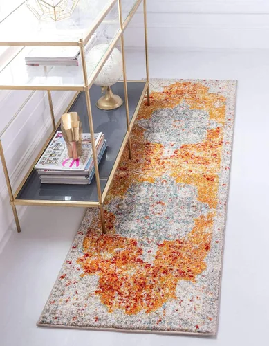 Miniatura 14 de Unique Loom - Alfombra estilo tradicional de Rosso Collection, Polipropileno, Anaranjado/Azul
