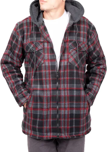 Miniatura 2 de Visive Chaqueta Sherpa de franela forrada para hombre, forro polar grueso, con cremallera, sudaderas grandes y altas, acolchadas a cuadros