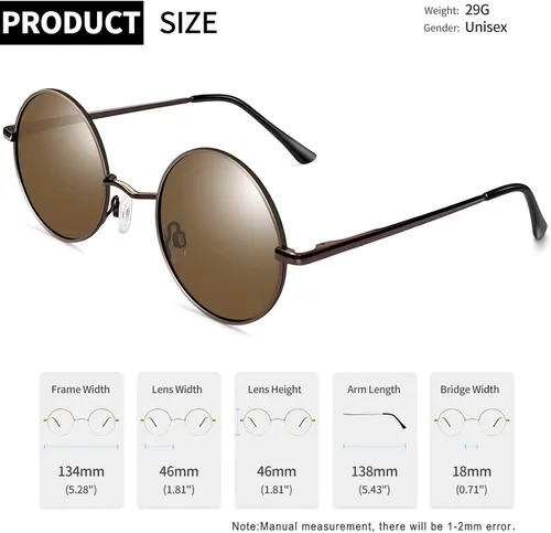 Miniatura 4 de Gafas de sol Joopin polarizadas, estilo Lennon, redondas, gafas de sol estilo hippy redondas para mujer y hombre