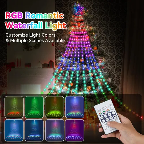Miniatura 4 de Cadena de Luces de Navidad que Cambian de Color, 335 LED RGB con Control Remoto y Temporizador, Luces de Árbol de Navidad Impermeables