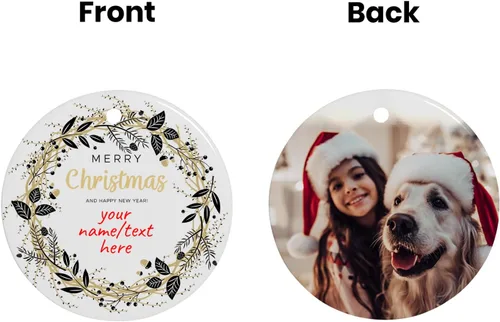 Miniatura 2 de Adornos de Navidad personalizados de cerámica, nuestro primer árbol de Navidad colgante 2023, decoración de regalo para Navidad, impresión