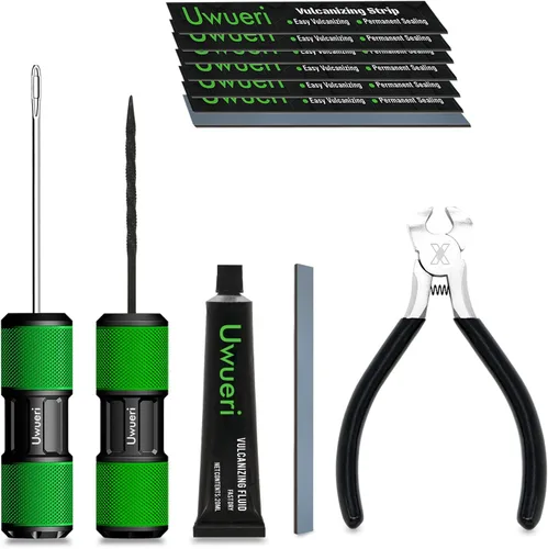 Kit de reparación permanente de neumáticos Uwueri para arreglar autos planos, motocicleta, todoterreno, tractor, remolque, SUV, camioneta, ATV/UTV y