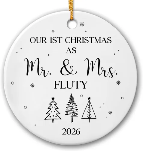 Miniatura 12 de Adorno de nuestra primera Navidad juntos, adorno de cerámica de Navidad personalizado para parejas, 1ª Navidad juntos, adorno de compromiso