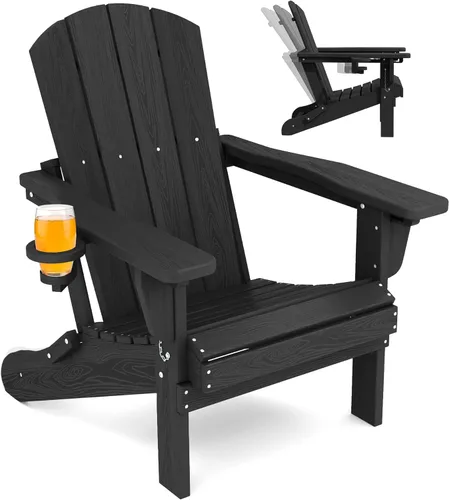 Miniatura 40 de SERWALL Silla Adirondack plegable ajustable, silla Adirondack reclinable con portavasos, Aruba