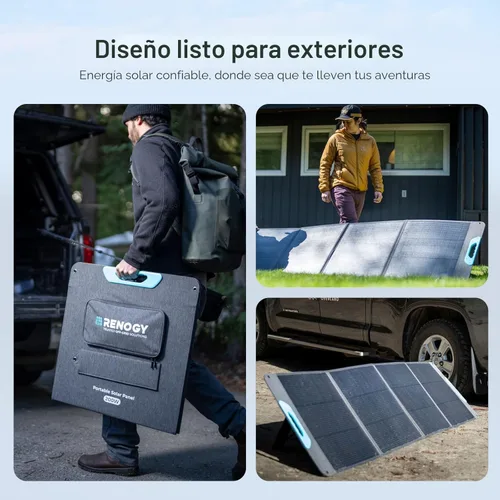 Miniatura 7 de Renogy Panel solar portátil de 200W, panel solar plegable con protección IP65 a prueba de agua, respaldo de energía solar, cargador solar