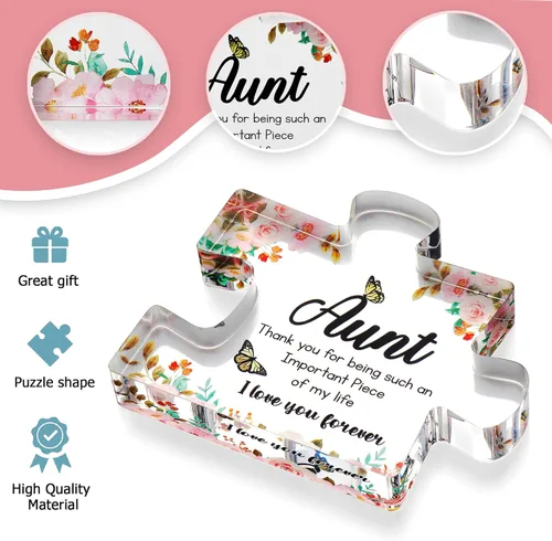 Miniatura 2 de VELENTI Regalos para Tía de Sobrina – Pieza de Rompecabezas de Bloque Acrílico Grabado – Lindo Regalo de Tía con Hermoso Dicho Pisapapeles