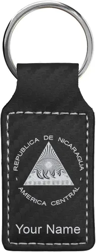 Miniatura 39 de LaserGram Llavero rectangular, bandera de Nicaragua, grabado personalizado incluido, Bambú
