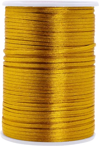 Miniatura 102 de Mandala Crafts Cordón de Satén de Nailon 2mm Cordón Rattail Champagne - 100 Yardas Cordón de Nailon Chino para Nudos Cordón de Seda Cola de Rata