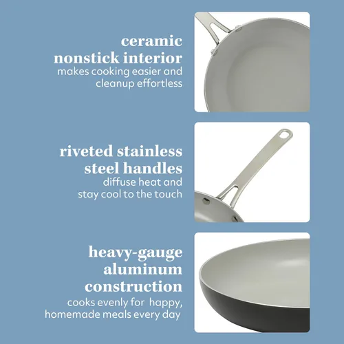 Miniatura 5 de Sur La Table Kitchen Essentials Potluck Porch Sartén para Freír Profunda de 12 Pulgadas Sartén de Aluminio Libre de PFA Utensilios de Cocina de Negro