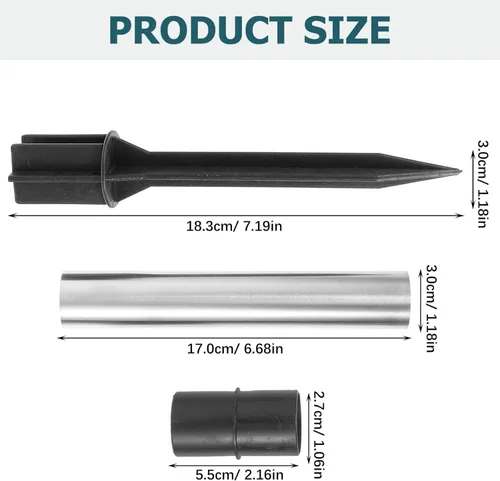 Miniatura 7 de OSALADI Estacas de repuesto de varilla hueca de acero inoxidable para luces solares, 3 piezas, conector de junta de estaca para jardín, camino