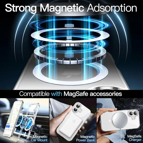 Miniatura 4 de JETech Funda magnética para iPhone 17 de 6.3 pulgadas, compatible con MagSafe, protector de teléfono a prueba de golpes, parte trasera transparente