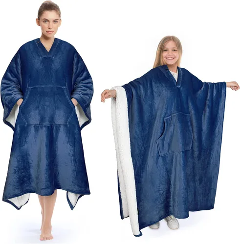 Miniatura 9 de Tirrinia Poncho Blanket Super Soft Comfy Plush Wearable Fleece 2-in-1 Blanket for Adult Women Men Kids