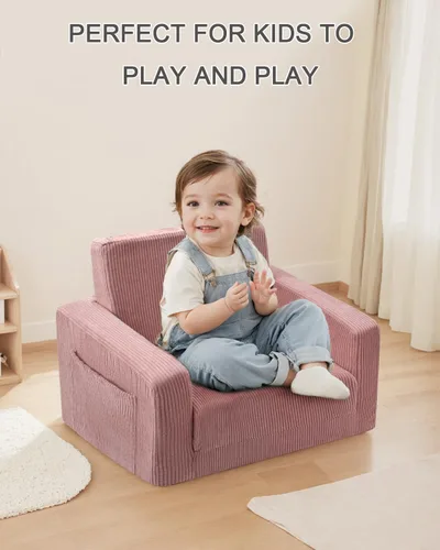 Miniatura 8 de Silla para bebés y niños, sofás blandos para bebés de 2 en 1 que se despliegan, sillas para bebés cómodas de 1 a 3 años, sofá convertible para Rosa