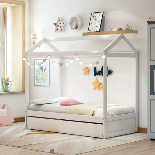 Miniatura 4 de Bastidor para cama tamaño Twin, con techo y cerca, no incluye box spring