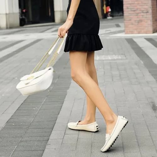 Miniatura 7 de Artisure Mocasines clásicos de cuero genuino para mujer, mocasines de conducción, mocasines casuales sin cordones, zapatos de barco cómodos y a