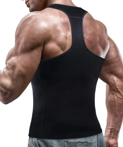 Miniatura 8 de Chaleco de sauna para hombre, entrenador de cintura, moldeador de cuerpo, neopreno caliente, deporte, fitness, gimnasio, entrenamiento, camiseta sin