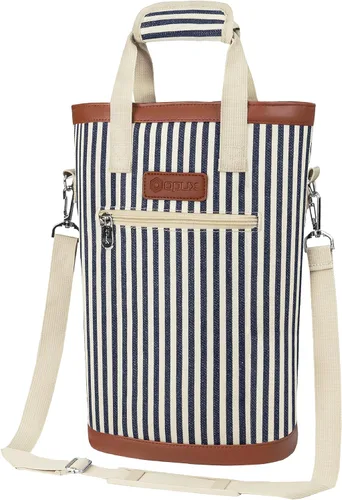 Miniatura 9 de opux - Portavinos para 2 botellas, bolsa aislada a prueba de fugas para vino, bolsa de enfriamiento portátil para viajes BYOB, picnic, estuche