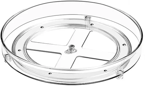Mesa giratoria Lazy Susan de 9.25 pulgadas, organizador giratorio de plástico transparente para gabinete, refrigerador, rotación de 360°, fácil de
