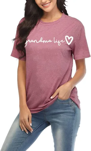 Miniatura 3 de Camiseta de abuela para mujer casual con estampado de corazones divertida para la abuela