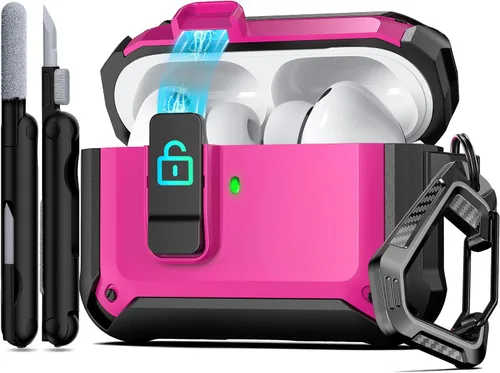 Miniatura 11 de RFUNGUANGO Funda protectora para AirPods Pro de 2ª generación con kit de limpieza, funda rígida militar con cerradura para funda de carga de AirPod
