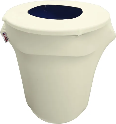 Miniatura 33 de LA Linen Cubierta para cubo de basura ajustable de elastano elástico de 32 galones, cubierta redonda para contenedor de residuos, decoración de Gris