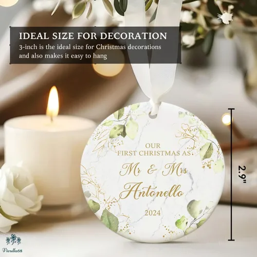 Miniatura 3 de Adorno personalizado Mr y Mrs 2024, Adorno personalizado de primera Navidad como Mr y Mrs para parejas, regalos de boda personalizados, primera