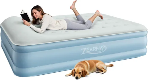 Miniatura 9 de Zearna Colchón de aire tamaño completo con bomba incorporada, 18" de altura, cama de aire cómoda elevada, colchón hinchable mejorado con parte Verde