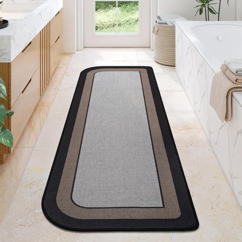 Miniatura 17 de YDKGL Alfombra de baño de medio círculo, alfombras de baño finas para debajo de la puerta, de secado rápido, antideslizante, lavable, con respaldo