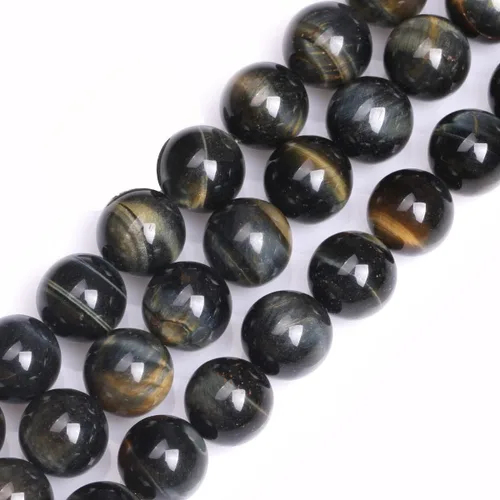 Miniatura 130 de GEM-Inside Cuentas sueltas de piedra natural de lava negra de 8 mm, redondas, piedra de energía para hacer joyas 15' Negro