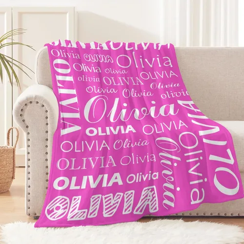 Miniatura 2 de Manta personalizada con nombre para niños y adultos, manta de franela personalizada con nombre Color 07
