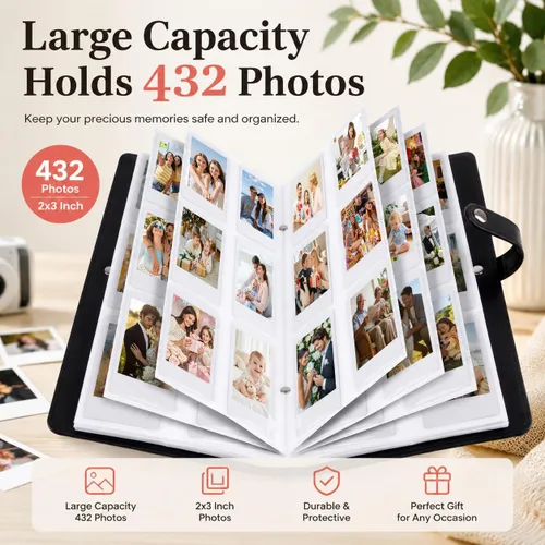 Miniatura 7 de Ruibytree Álbum de fotos para libro de fotos Polaroid de 2 x 3 pulgadas, capacidad de forma segura 432 imágenes de recuerdos únicos, compatible