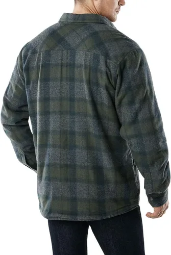 Miniatura 4 de CQR - Chaqueta de franela con forro aborregado para hombre, manga larga, de tela escocesa suave y resistente, con botones