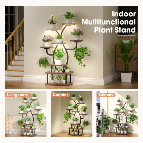 Miniatura 2 de Tovve Soporte para plantas de interior con luz de crecimiento, estante pequeño de 8 niveles de 48 pulgadas, soporte de esquina para plantas