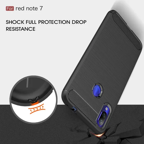 Miniatura 3 de Funda compatible con Xiaomi Redmi Note 7 Caso, Fibra de Carbono Absorción de Choque Slim Case para Xiaomi Redmi Note 7 (Rojo)