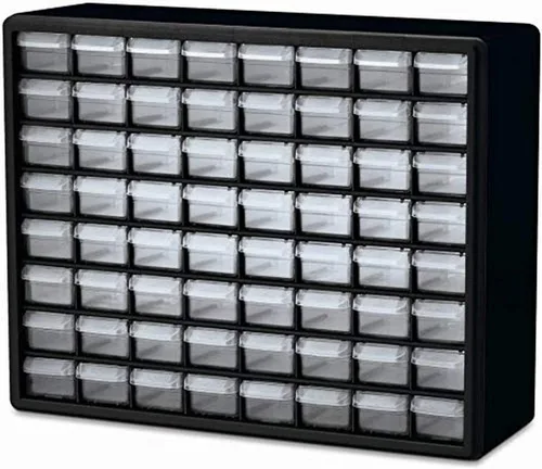 Miniatura 2 de Akro-Mils 10164 - Gabinete de almacenamiento de piezas de plástico con 64 cajones, 20 x 15.75 pulgadas, color negro y 40717 separadores de longitud