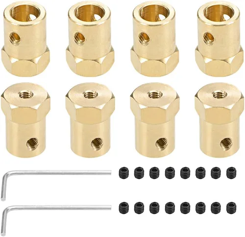 Miniatura 8 de uxcell Acoplador hexagonal de 0.236 in con eje hexagonal de latón con eje de latón conector flexible para ruedas de coche, neumáticos, motor de eje