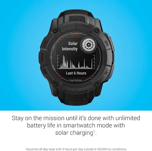 Miniatura 3 de Garmin Instinct 2X Solar - Edición táctica, reloj inteligente GPS resistente, linterna incorporada, calculadora balística, capacidad de carga solar