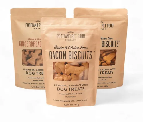 Portland Pet Food Company - Golosinas naturales para perros, variedad de galletas de calabaza y pan de jengibre y tocino para perros, sin granos,