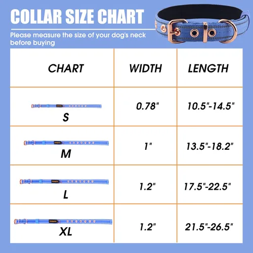 Miniatura 4 de Collar acolchado de neopreno para perros, collar de nailon para perros pequeños a grandes, resistente con hebilla de metal, reflectante