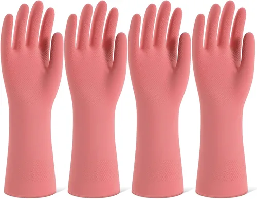 Miniatura 11 de Guantes de limpieza de goma para lavar platos, 4 pares de guantes de cocina reutilizables para lavar platos y limpieza del hogar, guantes de lavar