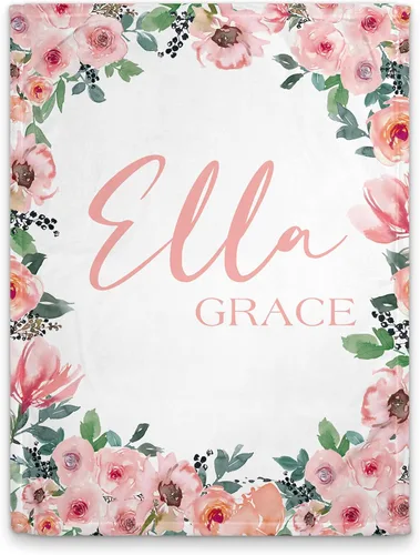 Miniatura 12 de Girls Love A Monogram - Mantas de bebé personalizadas con diseño floral bohemio para niñas con regalo de ducha con nombre