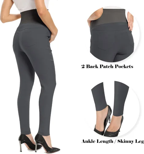 Miniatura 4 de fitglam Pantalones de maternidad para mujer, para el trabajo, pantalones de embarazo, pantalones de oficina sobre el vientre, pantalones elásticos
