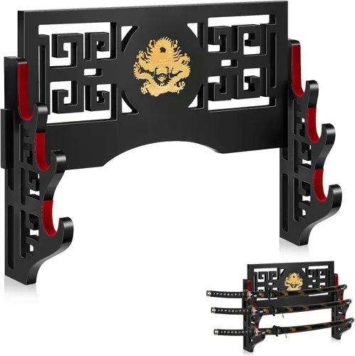 Miniatura 13 de Barydat Soporte de pared para katana, soporte para espada samurái, soporte para colgar espada japonesa Wakizashi, colección de pasatiempos