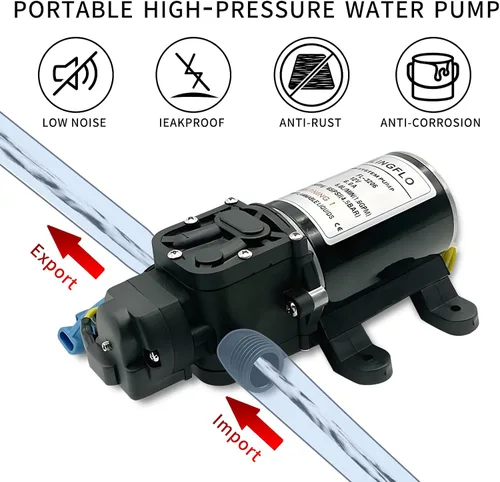 Miniatura 3 de Bomba de presión de agua, 12 V CC 6 L/Min 1.6 GPM 65 PSI bomba de agua de diafragma para caravana RV caravana marina pesca barco césped, bomba