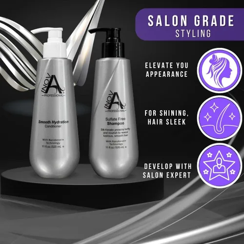 Miniatura 2 de Inova Professional Silk Keratin Shampoo & Conditioner Set - Champú sin sulfatos de protección suave y acondicionador de hidratación suave