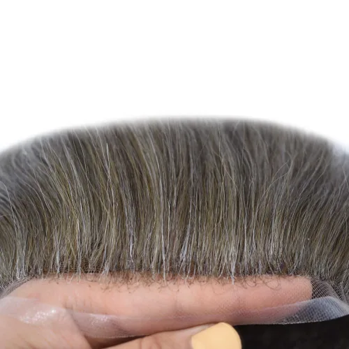 Miniatura 99 de Toupee para hombres nudos blanqueados hombres toupee hairpieces europeo virgen sistema de reemplazo de cabello humano suave encaje francés hombres